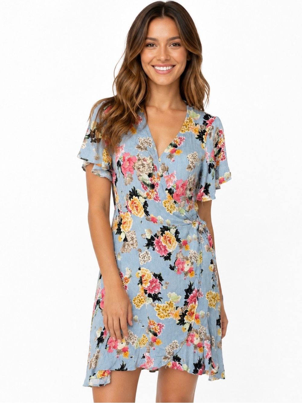Easel Floral Wrap Dress Medium